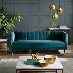 Julian Bowen Salma Scalloped Back 3 Seater - Teal Julian Bowen Salma Scalloped Back 3 Seater - Teal