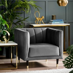 Julian Bowen Salma Scalloped Back Chair - Grey Julian Bowen Salma Scalloped Back Chair - Grey