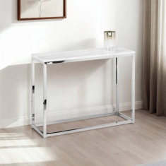 Julian Bowen Scala Marble Top Console Table - Silver Julian Bowen Scala Marble Top Console Table - Silver