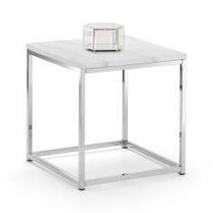 Julian Bowen Scala Marble Top Square Lamp Table - Silver Julian Bowen Scala Marble Top Square Lamp Table - Silver