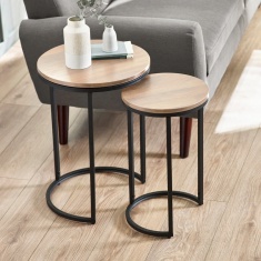 Julian Bowen Tribeca Round Nesting Side Tables Sonoma Oak Julian Bowen Tribeca Round Nesting Side Tables Sonoma Oak