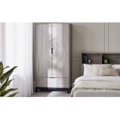 Julian Bowen Bali 2 Door 1 Drawer Wardrobe - Grey Oak Julian Bowen Bali 2 Door 1 Drawer Wardrobe - Grey Oak