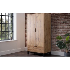 Julian Bowen Bali 2 Door 1 Drawer Wardrobe - Light Oak Julian Bowen Bali 2 Door 1 Drawer Wardrobe - Light Oak