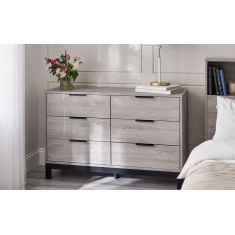 Julian Bowen Bali 6 Drawer Wide Chest - Grey Oak Julian Bowen Bali 6 Drawer Wide Chest - Grey Oak