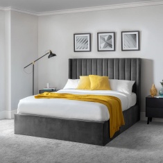 Julian Bowen Langham Scalloped Headboard Storage Bed - Grey Julian Bowen Langham Scalloped Headboard Storage Bed - Grey