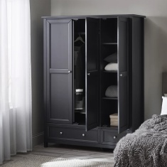 Julian Bowen Maine 3 Door Combination Wardrobe - Anthracite Julian Bowen Maine 3 Door Combination Wardrobe - Anthracite