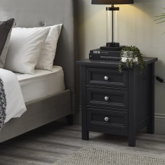 Julian Bowen Maine 3 Drawer Bedside - Anthracite Julian Bowen Maine 3 Drawer Bedside - Anthracite