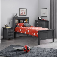 Julian Bowen Maine Bookcase Bed 90cm Single - Anthracite Julian Bowen Maine Bookcase Bed 90cm Single - Anthracite