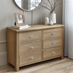 Julian Bowen Memphis 6 Drawer Wide Chest - Limed Oak Julian Bowen Memphis 6 Drawer Wide Chest - Limed Oak