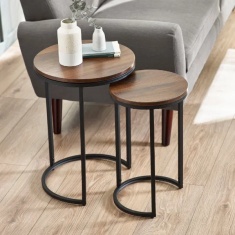 Julian Bowen Tribeca Round Nesting Side Tables - Walnut Julian Bowen Tribeca Round Nesting Side Tables - Walnut