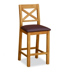 Ascot Rustic Oak Bar Stool With Seat Pad Ascot Rustic Oak Bar Stool With Seat Pad