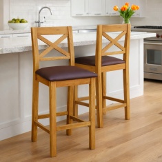 Ascot Rustic Oak Bar Stool With Seat Pad Ascot Rustic Oak Bar Stool With Seat Pad