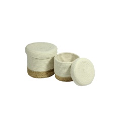 Esselle Balham Set of 2 Lidded Nested Storage Baskets - Cream