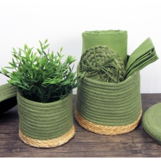 Esselle Balham Set of 2 Lidded Nested Storage Baskets - Green