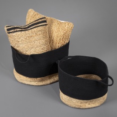 Esselle Beddington Set Of 2 Cotton Jute Baskets - Black