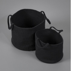 Esselle Beckton Set Of 2 100% Cotton Baskets - Black