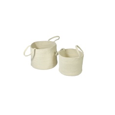 Esselle Beckton Set Of 2 100% Cotton Baskets - Cream