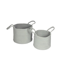 Esselle Beckton Set Of 2 100% Cotton Baskets - Grey