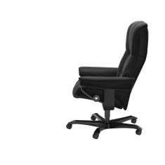 Stressless Mayfair Medium Office Chair in Paloma Black Leather with Black Wood Base