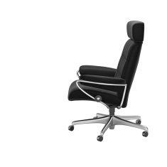 Stressless London Medium Office Chair in Paloma Black Leather with Chrome Base