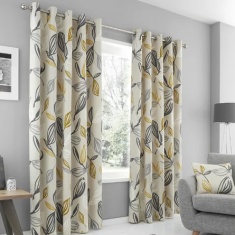 Fusion Ensley Lined Eyelet Curtains - Ochre Fusion Ensley Lined Eyelet Curtains - Ochre