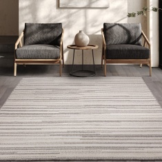 Asiatic Camber Stripe Modern Textured Rug - Grey