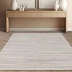 Asiatic Camber Stripe Modern Textured Rug - Ivory