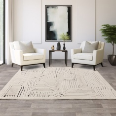 Asiatic Valley Route Geometric 3D Rug - Ivory/Charcoal