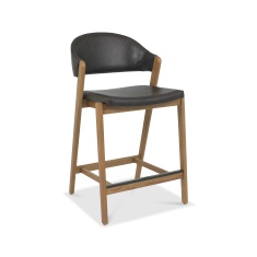 Brandon Rustic Oak Upholstered Bar Stool - Old West Vintage