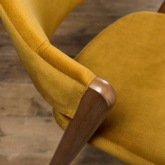 Brandon Rustic Oak Upholstered Chair Pair - Mustard Velvet