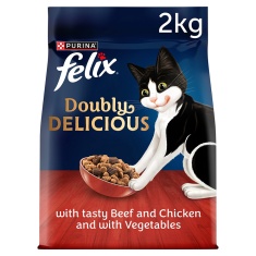 Felix Doubly Delicious Beef, Chicken & Vegetables Dry Cat Food - 2kg Felix Doubly Delicious Beef, Chicken & Vegetables Dry Cat Food - 2kg