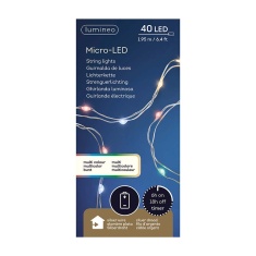 Lumineo 40 Micro LED Wire String Lights 195cm - Multi