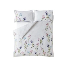 Laura Ashley Hawling Irises Duvet Cover Set - White/Purple