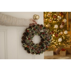 Festive Red Berries & Holly Wreath - 36cm