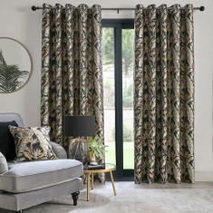 LLB Paradise Palm Pair of Eyelet Curtains - Black LLB Paradise Palm Pair of Eyelet Curtains - Black