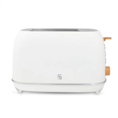 Swan ST19030WHT Fjord 2 Slice Toaster - White & Wooden Accents Swan ST19030WHT Fjord 2 Slice Toaster - White & Wooden Accents