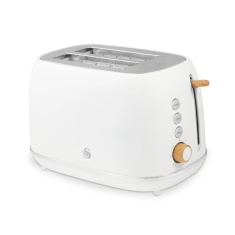 Swan ST19030WHT Fjord 2 Slice Toaster - White & Wooden Accents