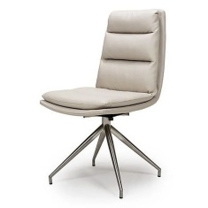 Nevada Swivel Dining Chair Stainless Steel Frame Taupe Seat