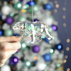 Festive Hanging Polar Bear 13cm - Iridescent