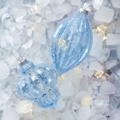 Decoris Ornament Glass Bauble with Beads (Assorted) - Ice Blue