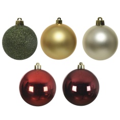 Decoris 30 Pack Baubles - Shiny/Matt/Glitter Assorted Colours