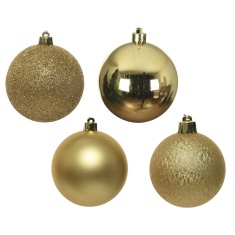 Decoris 30 Pack Baubles - Shiny/Matt/Glitter Light Gold