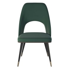 HND Sophie Black/Gold Dining Chair - Dark Green Velvet Seat