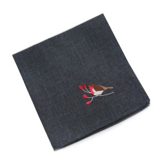 Peggy Wilkins Winter Robins Napkins 45cm - Pewter