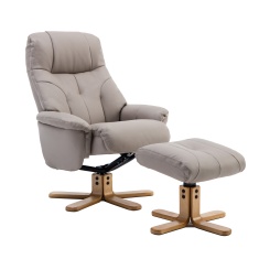 Compton Chair & Footstool Set - Plush Pebble Leather