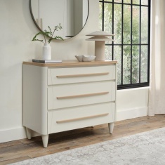 Delta Scandi Oak & Soft Grey 3 Drawer Wide Chest Delta Scandi Oak & Soft Grey 3 Drawer Wide Chest