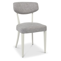 Delta Scandi Oak & Soft Grey Upholstered Back Dining Chair - Grey Lotus Fabric (Pair)