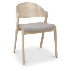 Delta Scandi Oak Ply Back Dining Chair - Grey Fabric (Pair)