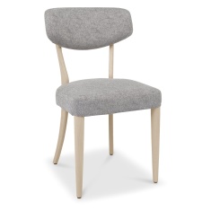 Delta Scandi Oak Upholstered Back Dining Chair - Grey Lotus Fabric (Pair)