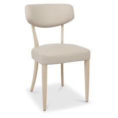 Delta Scandi Oak Upholstered Back Dining Chair - Ivory Bonded Leather (Pair)